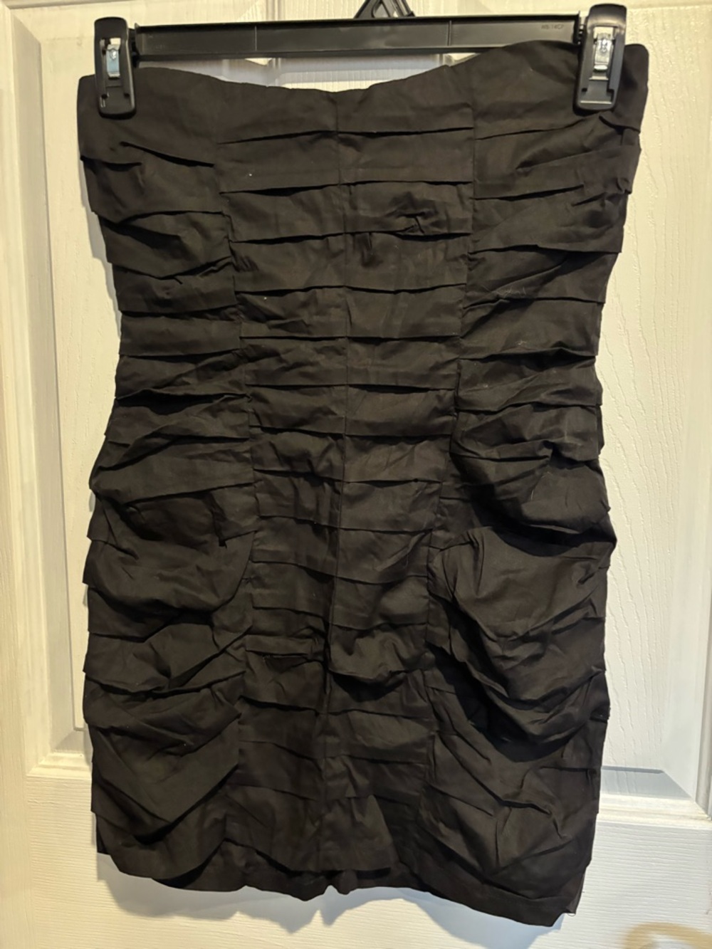 paper doll Black Strapless Ruched Cocktail Dress